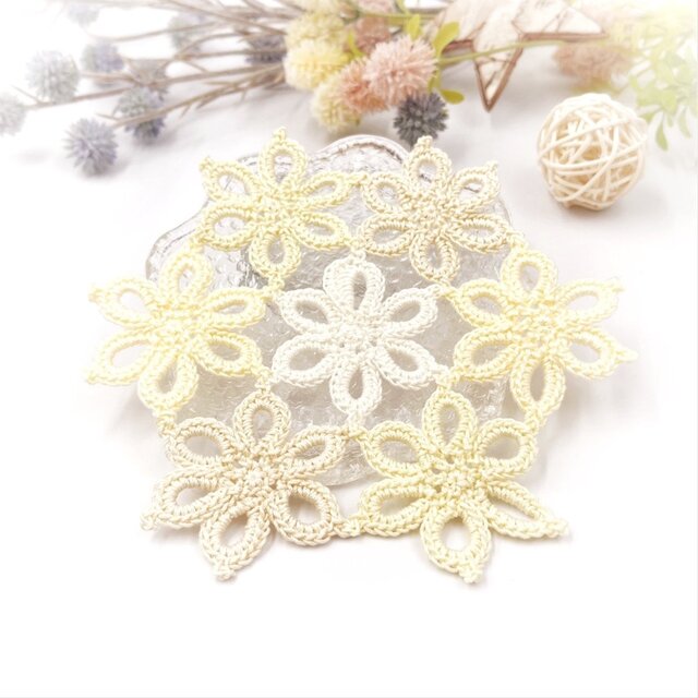 Hana/花つなぎドイリー/032イエロー