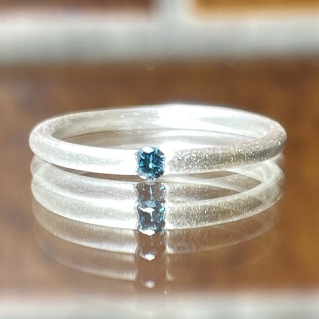 ディープブルー　ダイヤモンド　約2.5㎜　 plain　シルバーSV925リング