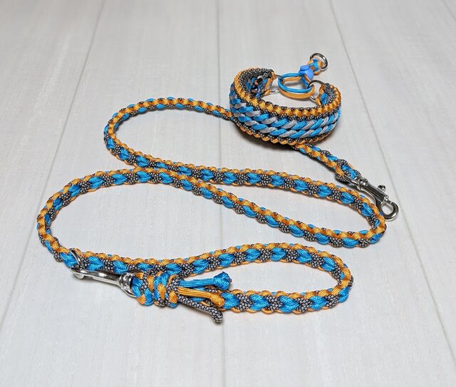 パラコード カフェリード ハート柄 小型、中型、大型犬用 (全長120cm