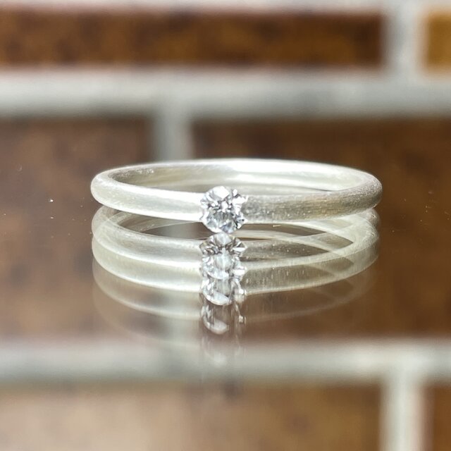 クリアー　ダイヤモンド　約3㎜　plain　シルバーSV925リング