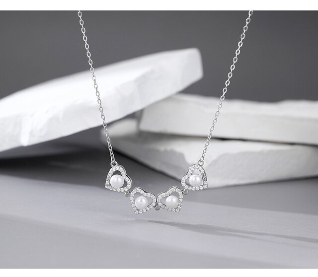 2WAY】四つ葉×真珠925純銀ネックレス 幸運モチーフ | iichi 日々