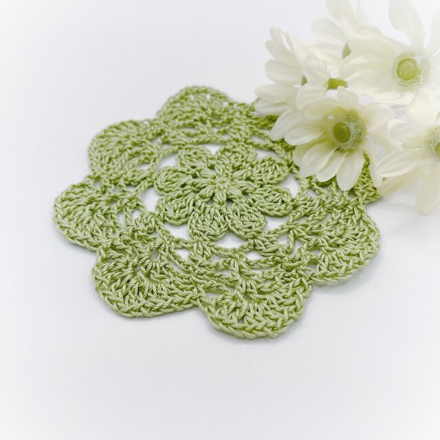 お花のレースドイリー/081/グリーン