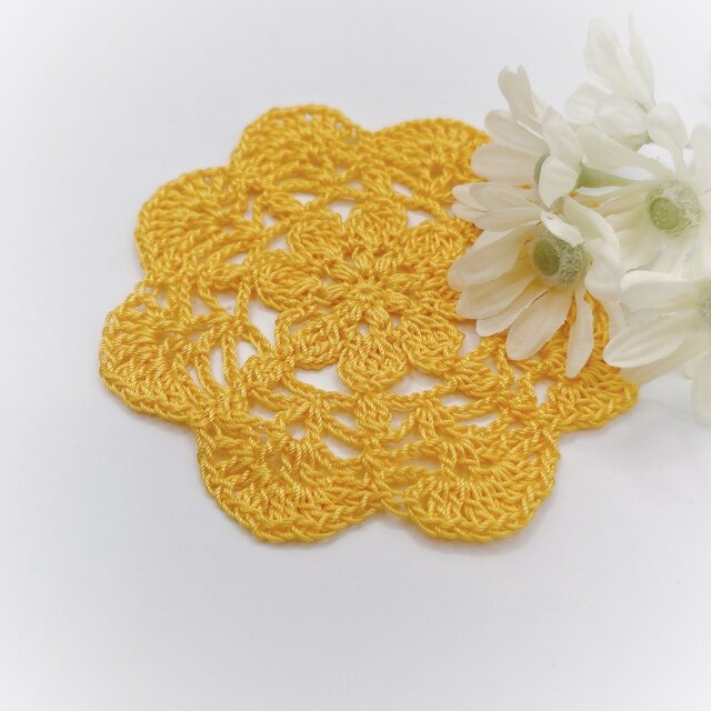 お花のレースドイリー/081/イエロー