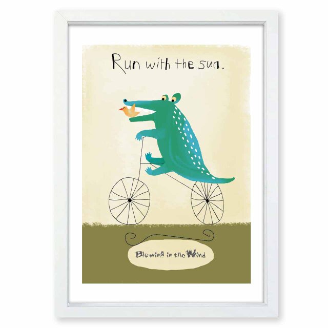 風に吹かれて ワニ 鳥 送料無料 イラスト A4〜A0 ポスター