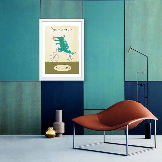 風に吹かれて ワニ 鳥 送料無料 イラスト A4〜A0 ポスター