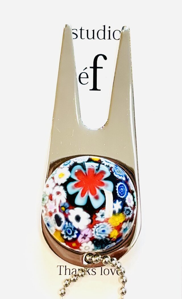 ゴルフグリーンマーカー⛳️グリーンフォーク　ガラスミルフィオリ：磁石付きのコピーのコピーのコピーのコピー