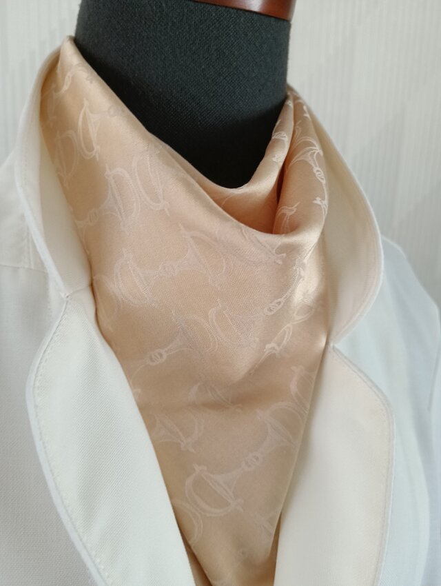 草木染 桜染め シルクメンミニスカーフ チェーン