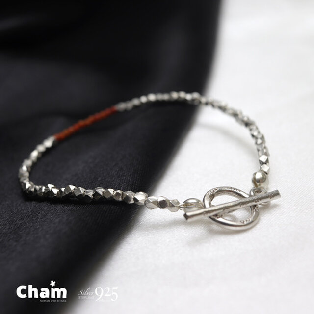 カレンシルバーキューブカットブレスレット 2mm珊瑚 | iichi 日々の