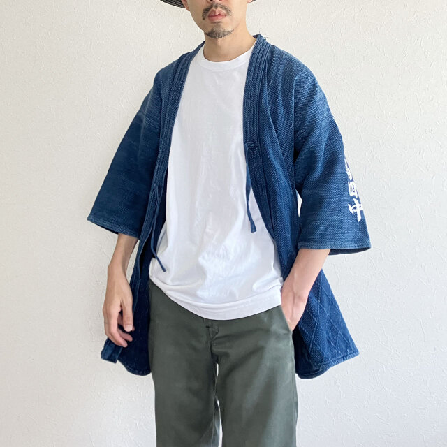 藍染 刺繍入り 剣道着ジャケット】刺し子 木綿 上質 リメイク