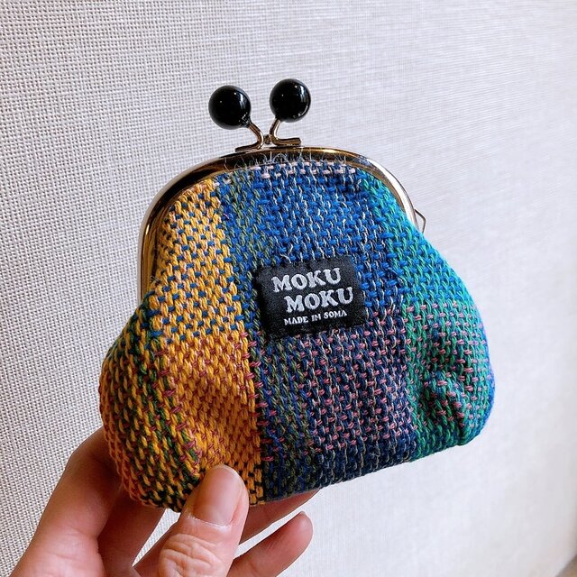 さをり織がま口ポーチ