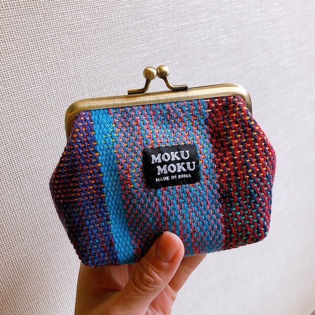 さをり織がま口ポーチ