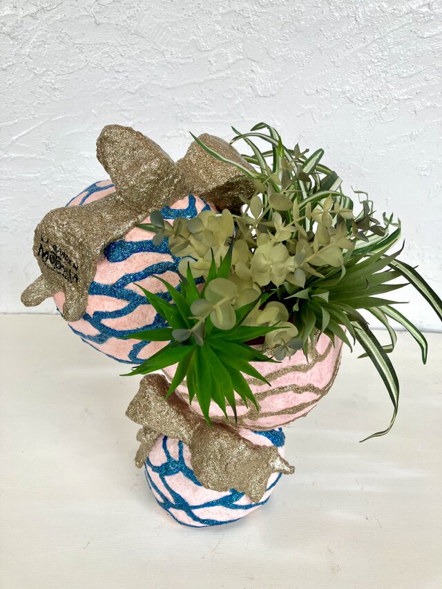 植木鉢　セメント　ラウンド3段ピンクプランター手作りのコピー