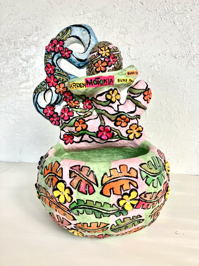 植木鉢　セメント　ハワイアン風サボテン壁掛けプランターオブジェ手作り