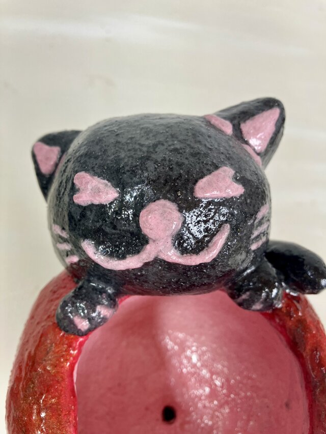 植木鉢 セメント ミニサイズ猫 トマト形プランターオブジェ手作り