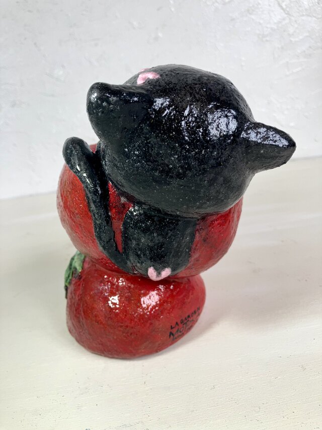 植木鉢 セメント ミニサイズ猫 トマト形プランターオブジェ手作り