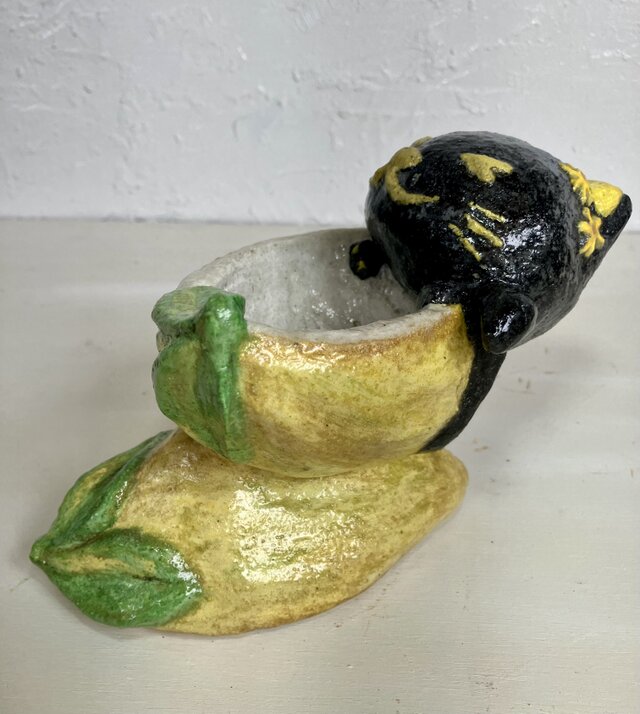 植木鉢 セメント ミニサイズ猫 レモン形プランターオブジェ手作り
