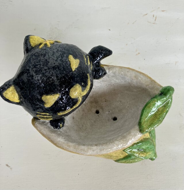 植木鉢 セメント ミニサイズ猫 レモン形プランターオブジェ手作り