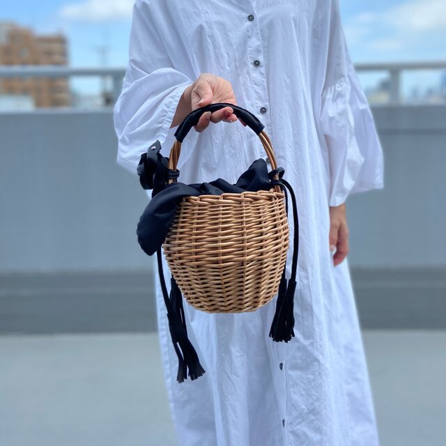 大人可愛い涼しげカゴバッグ＊オプションにてタッセルリボン