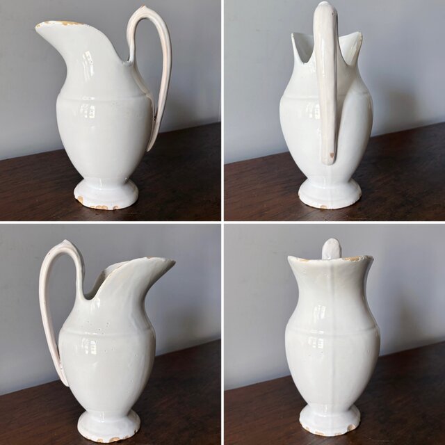 【美品】フランスアンティーク　リモージュ　白　ピシェ　水差し　変形オクトゴナル 美品】フランスアンティーク リモージュ 白 ピシェ 水差し 変形