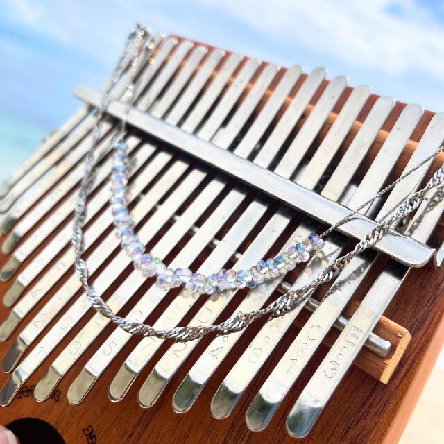 カリンバのトレモロチェーン　(17音用)　ゴールド　チェーン・ガラスビーズ