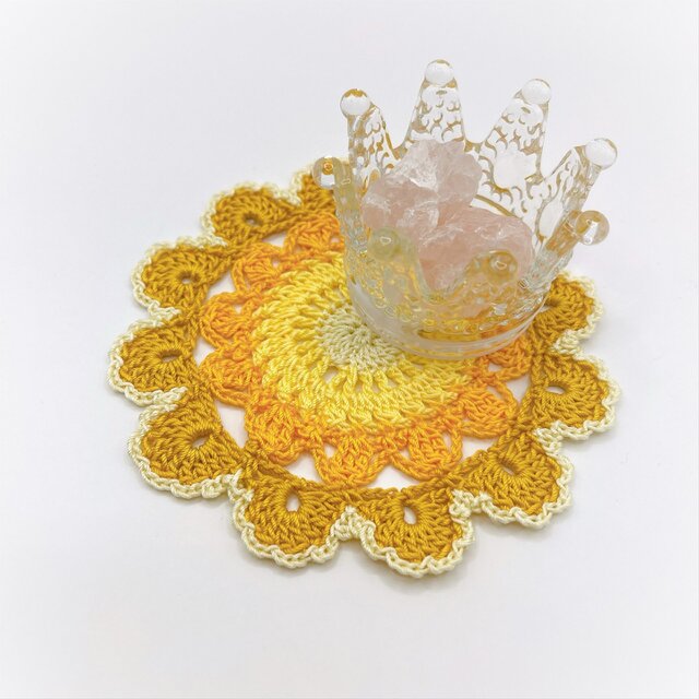 カラフルお花のドイリー082/イエロー