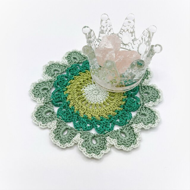 カラフルお花のドイリー082/グリーン