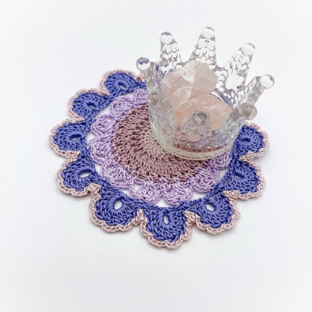 カラフルお花のドイリー082/パープル