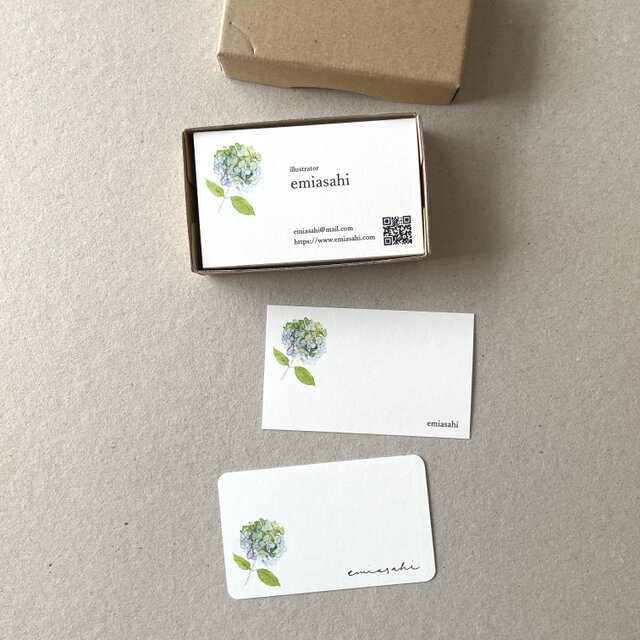 秋色紫陽花の名刺 ショップカード メッセージカード アクセサリー台紙 50枚