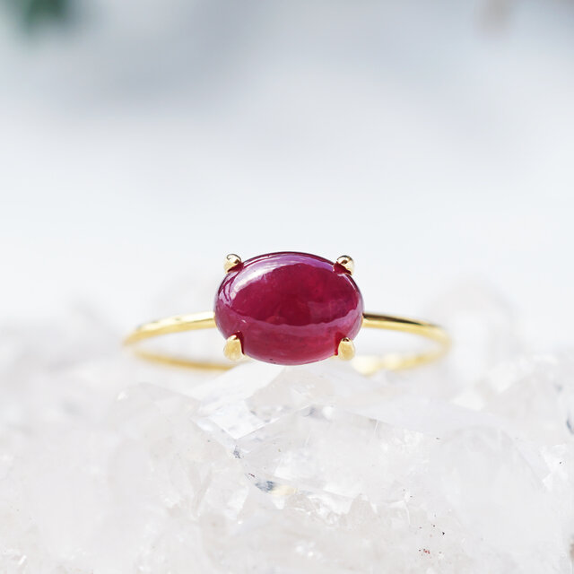 ルビーのカボションリング・ヴェルメイユ・各サイズ・縦横選択可