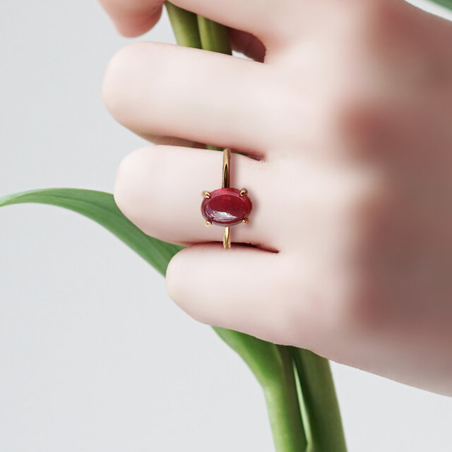 ルビーのカボションリング・ヴェルメイユ・各サイズ・縦横選択可