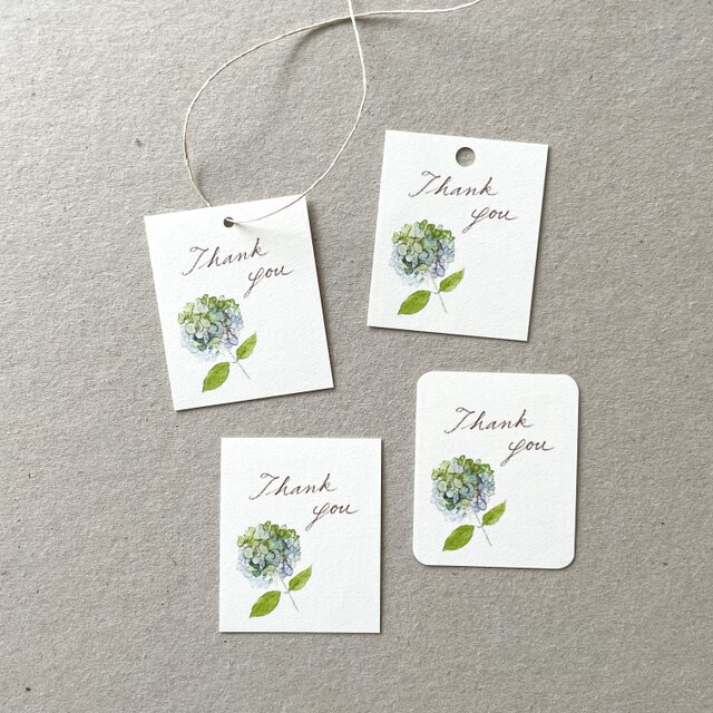 小さな秋色紫陽花のメッセージカード タグ 40枚