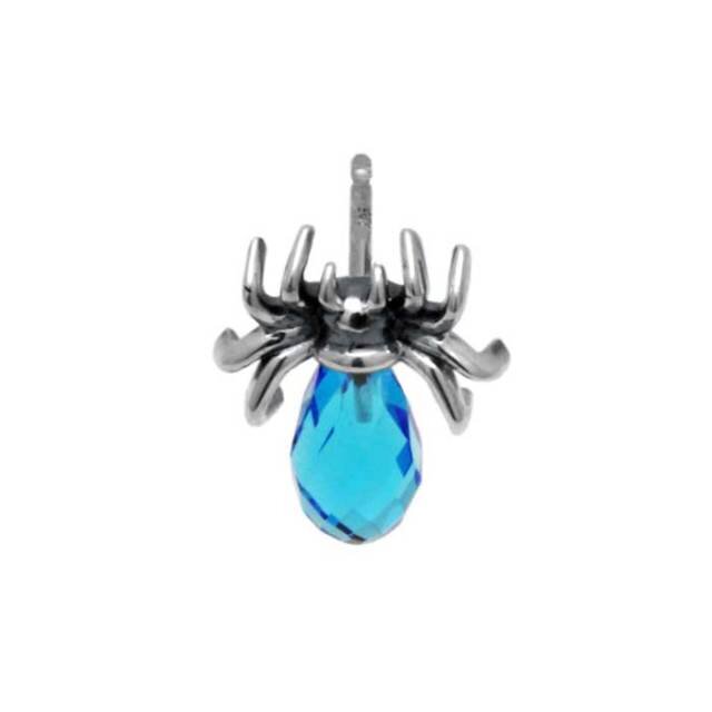 蜘蛛 ピアス ブルー/シルバー925 片耳用/セカンドピアス つけっぱなし/ゴシック パンクロック/snd087