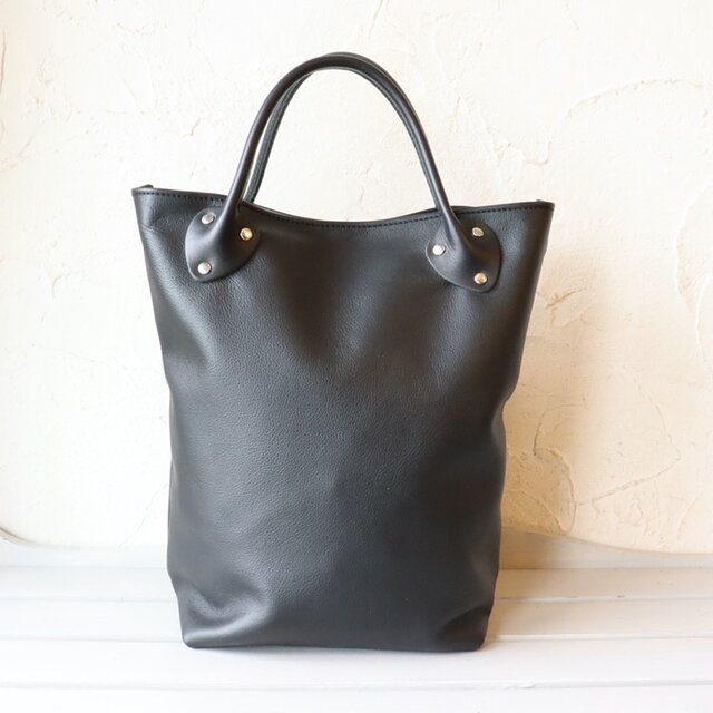 男女兼用 底マチ広 トートバッグ イタリアンレザー 内ホックあり ハンドメイド6145