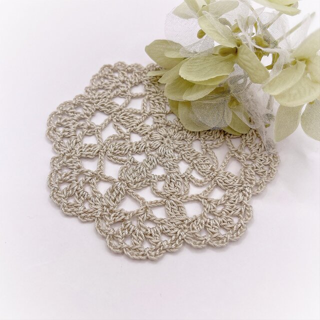 お花のレースドイリー072/グレイ