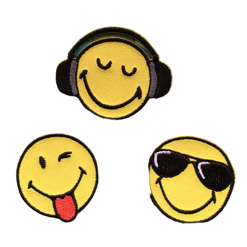 アップリケワッペン スマイリー クール3枚セットS MQ サングラス ヘッドホン W-1097s