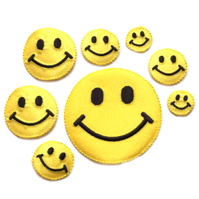 Sale* アップリケワッペン スマイリーセット 8枚セット サテン イエロー W-1065　絵文字