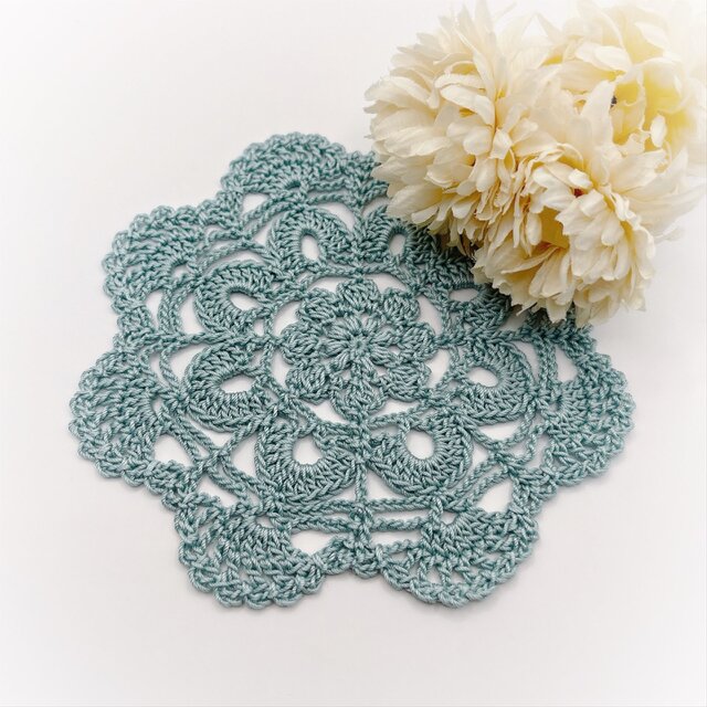 レースのお花ドイリー/070/ブルー