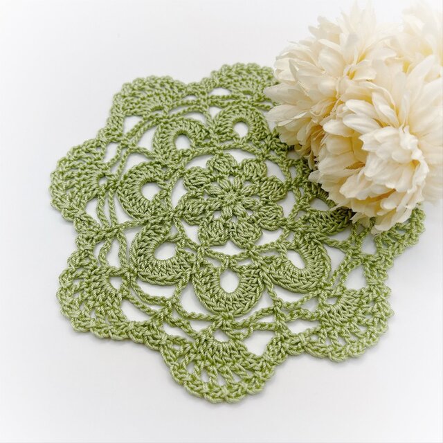 レースのお花ドイリー/070/グリーン