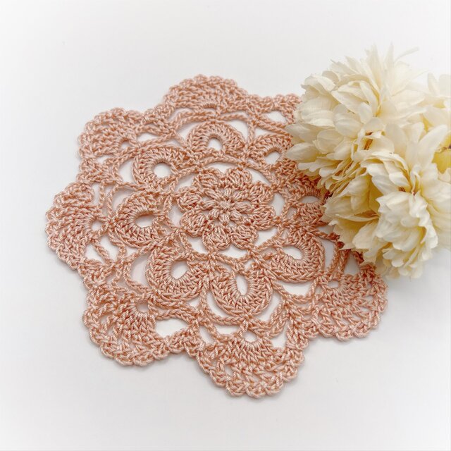 レースのお花ドイリー/070/ピンク