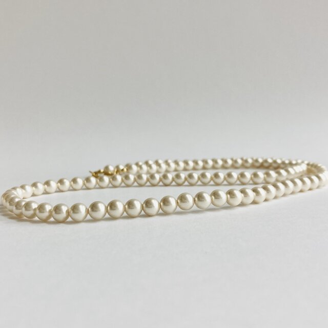 ガラスパールマチネーネックレス/5.5mm約60cm/ホワイトベージュ/G/made in japan