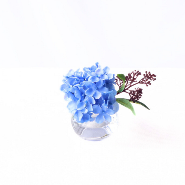 淡いブルー紫陽花一輪挿し15cm｜枯れないアーティフィシャルフラワー
