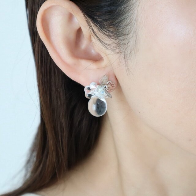 クリアドロップ×フラワービジュー ピアス/イヤリング | iichi 日々の