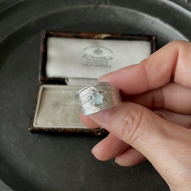 4点セット※画像確認※アクアマリンのシルバーリング【フリーサイズ】 4点セット※画像確認※アクアマリンのシルバーリング