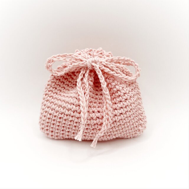 ラメコットンの巾着袋/ピンク