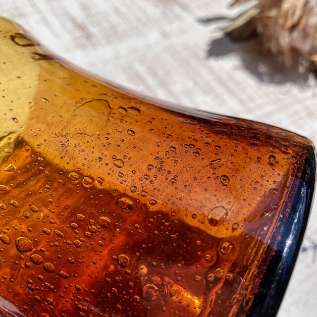 北欧＊エリック・ホグラン/気泡たっぷり琥珀色のガラスジョッキ