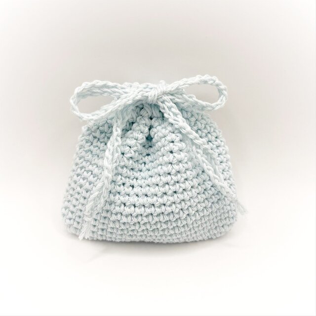 ラメコットンの巾着袋/ブルー