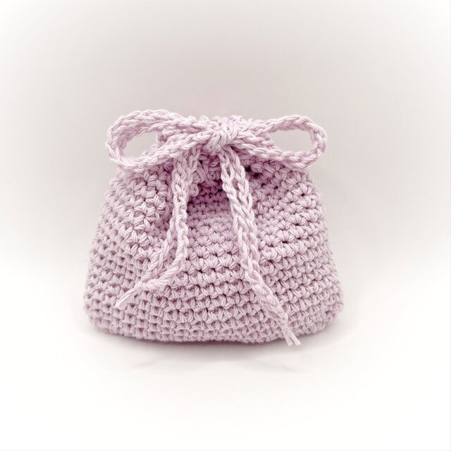 ラメコットンの巾着袋/パープル