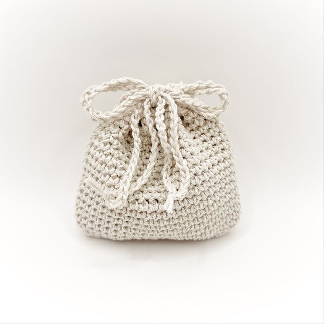 ラメコットンの巾着袋/グレイ