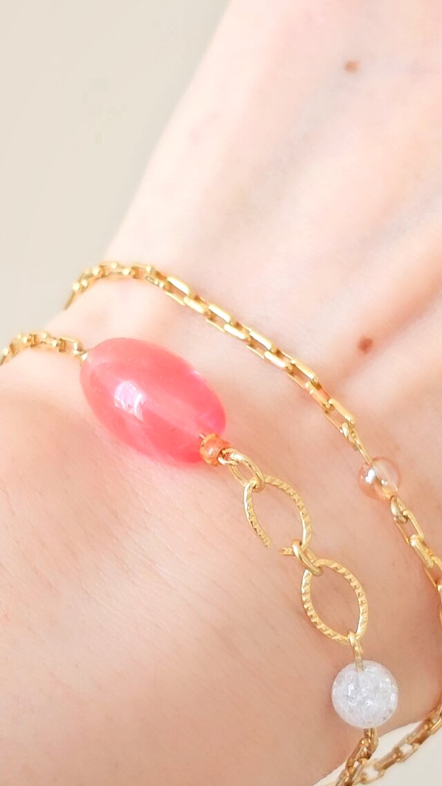 陽だまりの余韻 – ローズクォーツと水晶の繊細ブレスレット