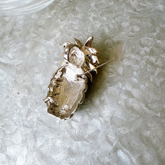 SC134-ヴィンテージブローチ U.S.A. 1980〜90s Pineapple Gold